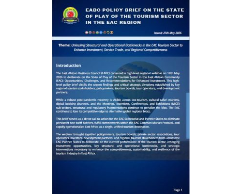 EABC Policy Brief on the State of Play of the Tourism Sector in the EAC Region